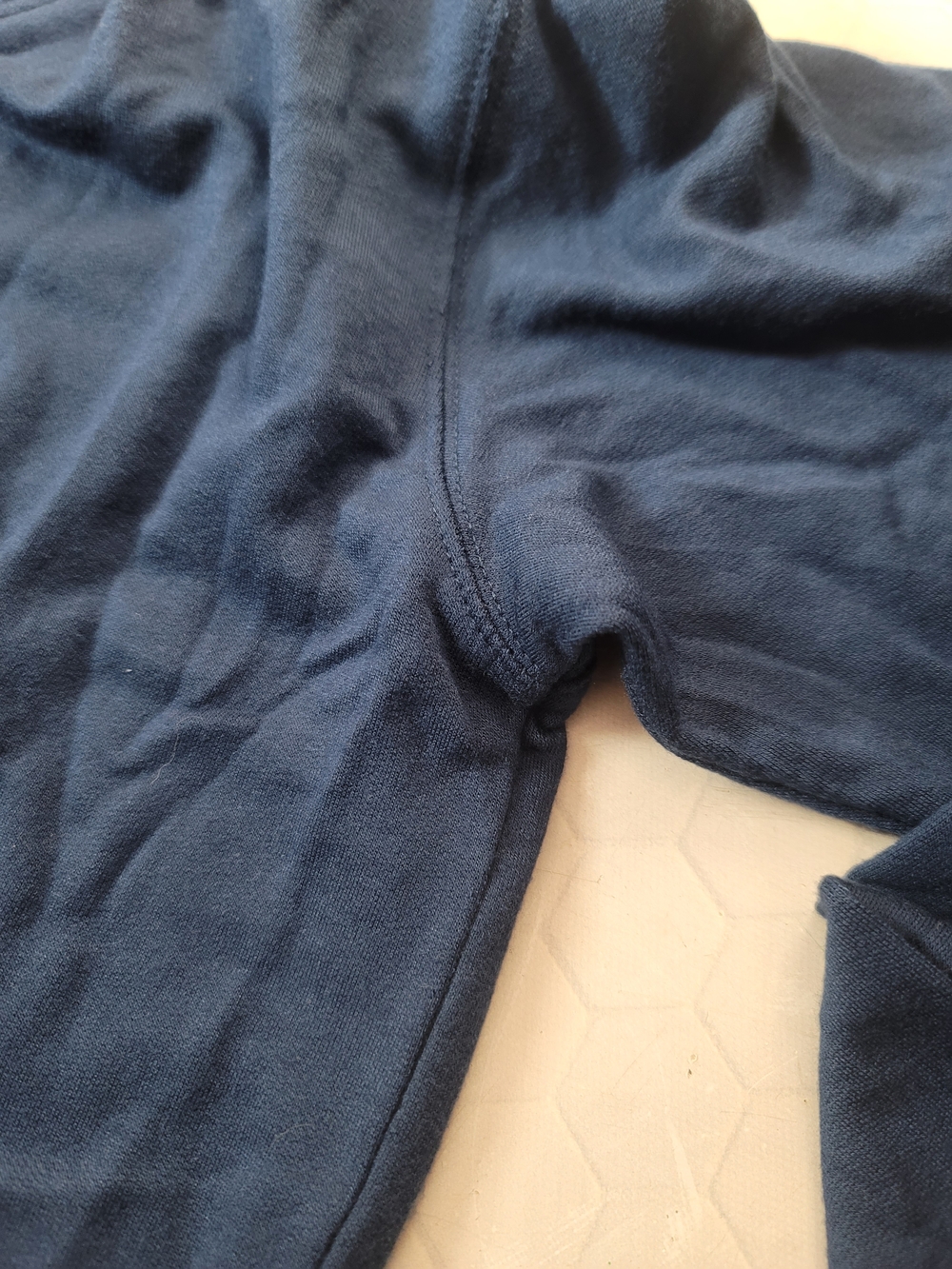 Athleta Large Sunrise V-Neck Sweatshirt Navy Blue Pullover Modal Cozy - Picture 4 of 6